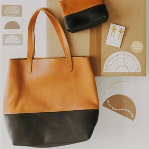 Two-Tone Leather Tote Bag